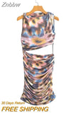 Znbbw TRAF 2023 Woman Mini Dress Sleeveless Vintage O-Neck Elegant Spring Summer Causal Elegant Loose Party Dresses