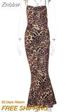 Znbbw Elegant Leopard Print Maxi Dress For Women Summer Sexy Club Party Dresses Female Spaghetti Strap Sleeveless Long Dress