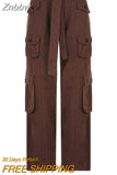 Znbbw Cargo Pants Fashion Vintage Streetwear Baggy Pants Casual Pockets Low Waist Retro Hip Hop Loose Sexy Overalls Denim Trousers