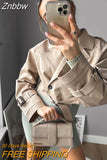 Znbbw TRAF Women Spring Autumn Fashion Slim Jacket Office Lady Simple Casual Short Sweet Solid Double Breasted Jacket Coat Top