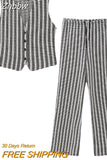 Znbbw TRAF Spring Autumn Vest Women Pants Suits Single Breasted 2piece Suits 2023 Women Casual Long Pant Suit Women Sets