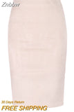 Znbbw colors 2023 Women Skirt Winter Solid Suede Work Wear Package Hip Pencil Midi Skirt Autumn Winter Bodycon Femininas