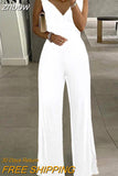 znbbw Sleeveless High Waist Business Jumpsuit 2023 Sexy Women Off Shoulder Solid Overalls Summer Elegant Wide Leg Pants Romper