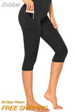 Znbbw Shorts Cropped Pants Women Fitness Nudity High Waist Hip Lift Running Yoga Side Pockets Tights Quick Dry Gym Sportswear