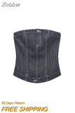 Znbbw TRAF Women Sexy Tanks Women Tops Striped Camis Sleeveless Female Tank Back With Zipper Tops