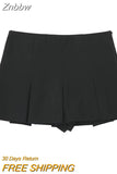 Znbbw 2023 Spring Autumn Fashion Pleated Shorts Skirt Casual Women Solid Color Simple Mini Skirt Bottom Female