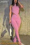 znbbw Summer Sexy Two Piece Sets Casual For Women 2023 Halter Sleeveless Tank Top And Skinny Flare Pant Sets New Matching Sets