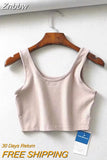 Znbbw women summer crop tops sleeveless short cotton u collar knitted bar