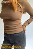 Znbbw Women Long Sleeve Slim Fit Crop Tops Y2K Going Out Skinny Tight Shirts Casual Basic Crew Neck Tee Tops Streetwear
