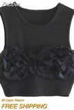 Znbbw TRAF 2023 Summer Women Tank Top Sleeveless Crop Top Ruffle Edge Decoration Short Top y2k Vest