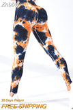 Znbbw Women Seamless Tie Dye Leggings High Waist Tight Suit Honey Peach Hip Training Yoga Pants Sports Running Fitness Leggings