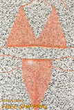 Znbbw Bling Rhinestones Fishnet Bikini Women Halter Bra Sexy Panty 2 Piece Outfits Lady Lingerie Set Sexy Swimwear Women