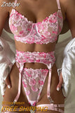 Znbbw Floral Lingerie Delicate Underwear Fancy Luxury Lace Fine Intimate Kits Sexy Bra And Panty Set Sissy Sheer Outfit