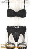 Znbbw Glitter Lingerie Fine Luxury Underwear 5-Piece Erotic Fancy Bra And Panty Garter Intimate Sexy Sparkly Brief Sets