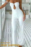 Znbbw Women Jumpsuit Fashion Sexy Halter Lace Up Sleeveless Solid Hollow Loose Wide Legs Pants Party Romper High Streetwear