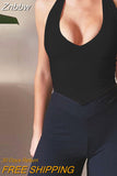 Znbbw Women Sexy Harajuku Open Back Crop Tops 2023 Summer Ladies Bandage Lace-up Backless White Tank Tops High Street Slim Halter Tops