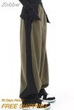 Znbbw Streetwear Y2k Pants Women Casual Fashion Black Trousers Sweatpants Women Pants Patchwork Loose Elastic Waist Wide Leg