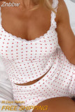 Znbbw Women Sexy 2 Piece Pajama Set Heart Print Sleeveless Lace Trim Crop Cami Top and Shorts Pj Set Y2K Sleepwear Lounge Outfits