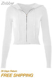 Znbbw Clothes y2k Aesthetic kintted Sweater Women Zip Up Long Sleeve Hooded Tops Preppy Style 90s Fashion Cropped Cardigan Tees 0410