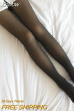 Znbbw Women Thermal Leggings Elastic High Waist Winter Pantyhose Translucent Plush Sock Pants Fleece Lined Tights Sexy Skin Legging