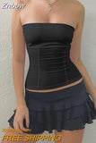 Znbbw Strapless Corset Tops Summer White Off Shoulder Tanks Women Sleeveless Tube Top Sexy Skinny Fit Bustier Clothes