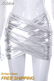 Znbbw Silver Cross Skinny Mini Skirts Women Low Rise Wrap Hip Short Skirt 2023 Summer Beach Lolita Fairy Grunge Clothes