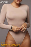 Znbbw Neck Long Sleeve Solid White Sexy Bodysuit Women Black Autumn Winter Body Top Gray Casual Lady Streetwear Bodysuits