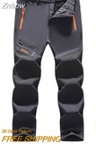 Znbbw Men's Waterproof Pants Winter Warm Camping Hiking Trekking Sport Trousers Male Casual Softshell Fleece Oversized Cargo Pants