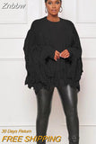Znbbw Loose Tassel Full Sleeve Cardigans Sweater Women Casual Shaggy Fluffy Coat Lady 2023 New Fashion Spring Outerwear