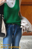 Znbbw Vintage Knitted Tank Tops Women Harajuku Solid Hollow Out Vest Korean Fashion Loose Casual Sleeveless Tops High Street