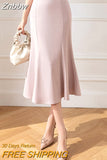 Znbbw Office Lady Solid Long Skirts Women 2023 Korean Fashion High Waist Wrap Hip Mermaid Skirt French Y2k Slim Casual Skirt