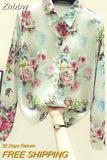 Znbbw New Style Chiffon Long Sleeve Shirt Women's Spring Clothes Female Sweet Fashion Tum-down Collar Office Lady Bluose C219