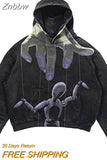 Znbbw New Fall Skull Print Street Hip Hop Retro Oversized Hoodies Y2K Fashion Loose Gothic Sweatshirt Men And Women Tops Hoodies