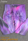 Znbbw Gradient Peach Yoga Pants High Waist Sport Leggings Rainbow Tie Dye Tights Gym Running Push Up Pants Booty Leggins