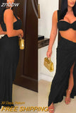 znbbw Sexy Green Sleeveless Caimsole Two Piece Skirt Set Party Evening For Women 2023 Summer Strapless Crop Top Long Skirt Set