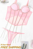 Znbbw Rhinestone Lingerie Corset Set Women 2 Piece Luxury Fancy Underwear Push Up Bra And Panty Set Fancy Glitter Intimate