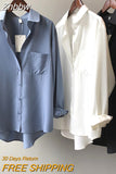 Znbbw White Shirts for Women Top Turn-down Collar Solid Female Shirts Casual Office Ladies Tops 2023 Spring Summer Blouses 11354