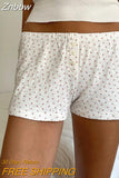 Znbbw Floral Print Patchwork Slim Shorts Aesthetic Y2k Elastic Waist Cotton Short Pants Cute Harajuku Summer Casual Shorts New 0410