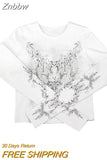 Znbbw Floral T Shirt O Neck Full Sleeve Cute Harajuku Basic Casual T Shirt Women Spring Autumn Outfits Grunge Tee 90s Chic Tops