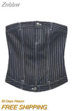 Znbbw Women Vintage Jeans For Women 2023 Striped Denim Jeans Work Pants Women jeans