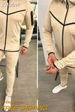Znbbw Spring Men's Zipper Hoodie Coat + Long Pants 2pc Set High Quality Casual Sweatpants Outfit Fashion Solid Slim Men Tracksuits