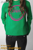 Znbbw Sweater Women 2023 Autumn Winter Pockets Round Neck Wool Cosy Pullover Casual Vintage Classic Sweaters Jumpers