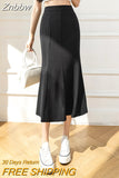 Znbbw Summer Autumn New High Waist Midi Skirts For Women Office Lady Elegant Mermaid Skirts Simple Casual Long Skirt Faldas Mujer