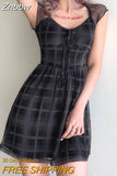 Znbbw Pattern A-Line Short Sleeve Mini Dress For Womens Clothes 2023 Summer Casual Stretch Comfortable Lady Streetwear