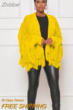 Znbbw Loose Tassel Full Sleeve Cardigans Sweater Women Casual Shaggy Fluffy Coat Lady 2023 New Fashion Spring Outerwear