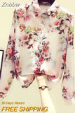 Znbbw New Style Chiffon Long Sleeve Shirt Women's Spring Clothes Female Sweet Fashion Tum-down Collar Office Lady Bluose C219