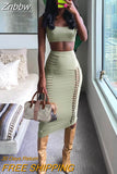 Znbbw Women Crop Tank Tops Midi Skirts Party Club Two Piece Sets Outfits 2023 Summer Clothes Wholesale Items For Business