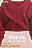 Znbbw Women Dress Suit Autumn Slim Long Sleeve Long Dresses V-neck Knit Sweater Dress Two-piece Suit Elegant Vestidos Clothes
