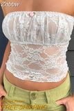Znbbw Women y2k Lace Tube Tops Boat Neck Strapless Tank Tops Summer Backless Bandeau Shirts Streetwear
