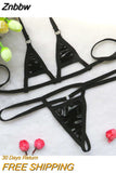 Znbbw bikini Sexy swimwear women swimsuit women biquini mini bikinis Bright patent leather Solid color Hollow out Triangle Thong